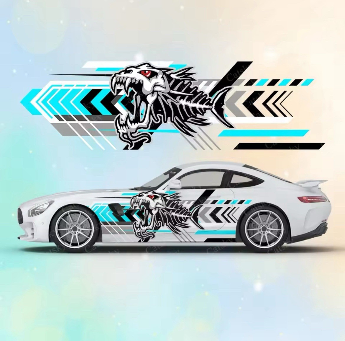 Set of 2 Skeleton Fish Bone Sticker Decal Car Window Boat Fishing – Both Sides