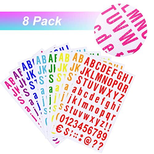 8 Sheets Self Adhesive Vinyl Letters Numbers Kit, Mailbox Numbers Sticker for