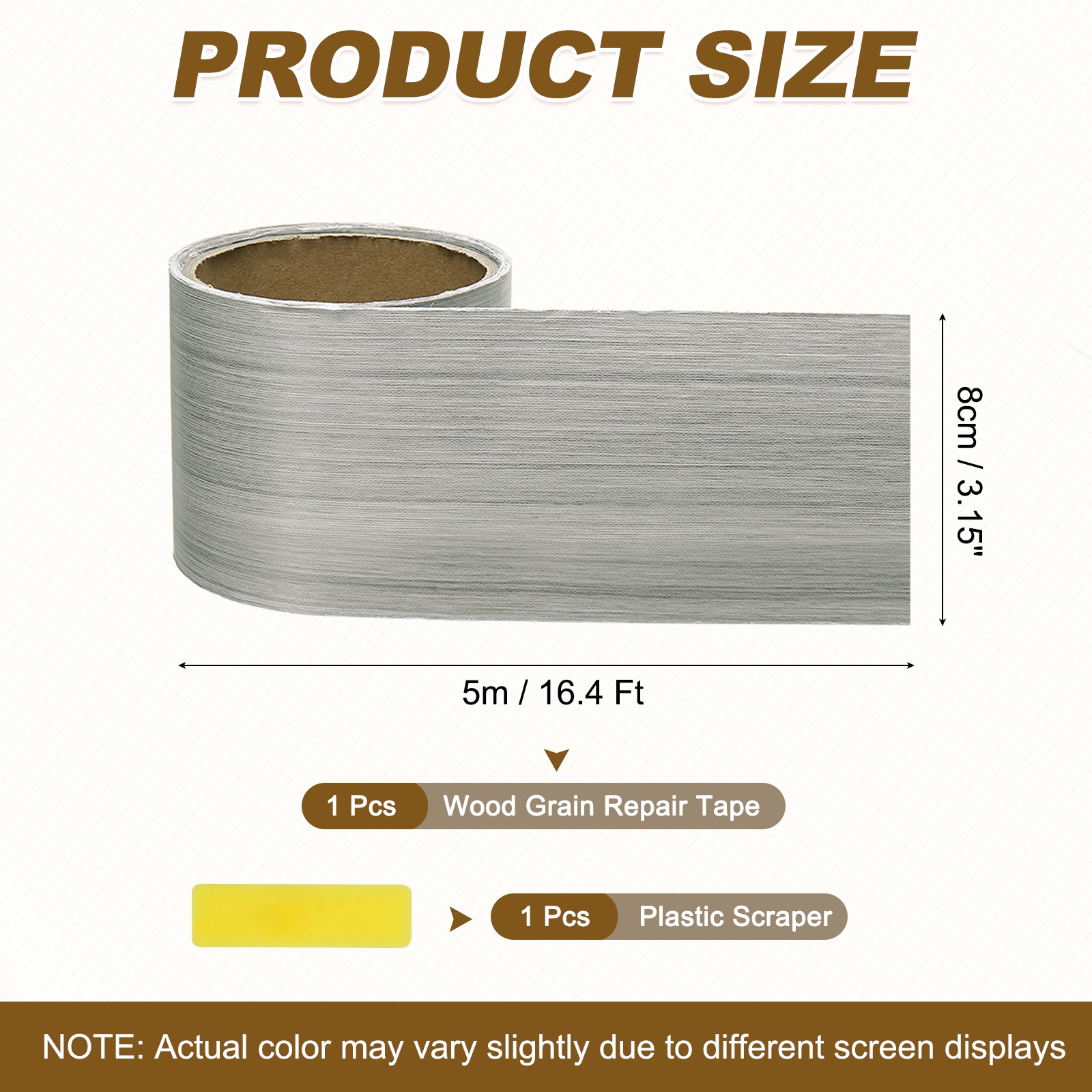 Wood Grain Repair Tape, 3.15 Inch x 16.4 ft Self Adhesive, Dark Grey