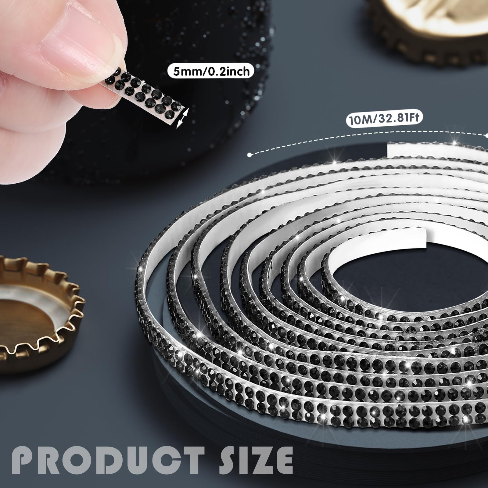 32.8 ft Bling Car Trim – Self Adhesive Glitter Rhinestone Stickers for Auto
