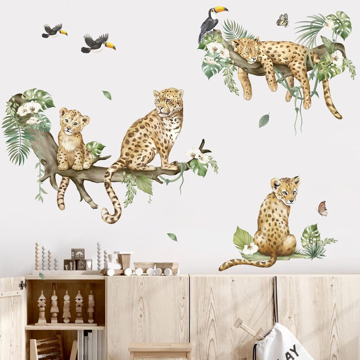decalmile Leopard Safari Wall Decals Jungle Animals Cheetah Stickers A