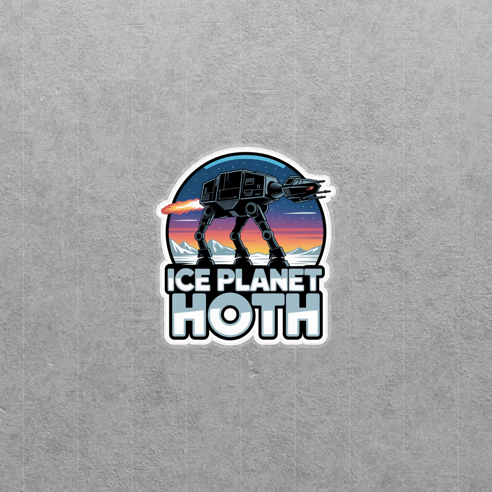 Sci-Fi Ice Planet Retro Art Vinyl Sticker Decal for Laptops, Water Bottles & Mor