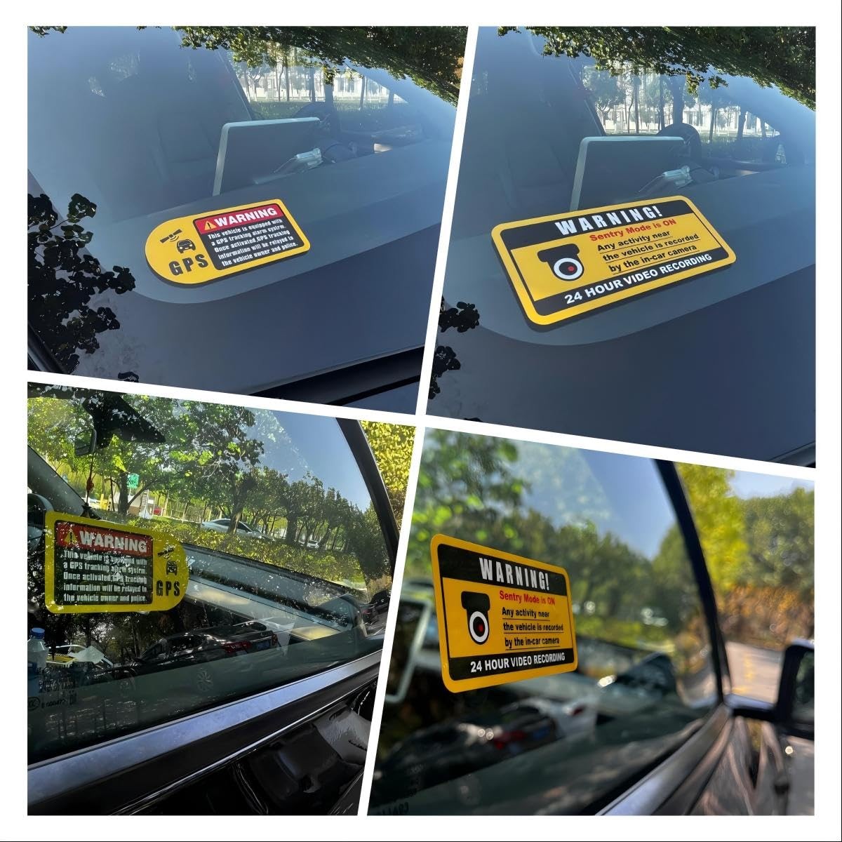 10 Car Warning Stickers for Sentry Mode Video and GPS Tracking Alerts