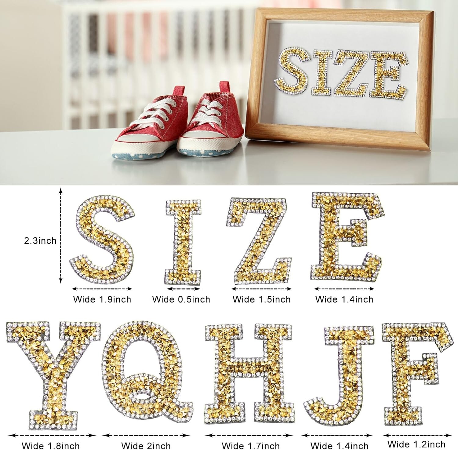 1.97Inch Gold White Rhinestone Letter Number Sticker Container Phone Laptop Hat