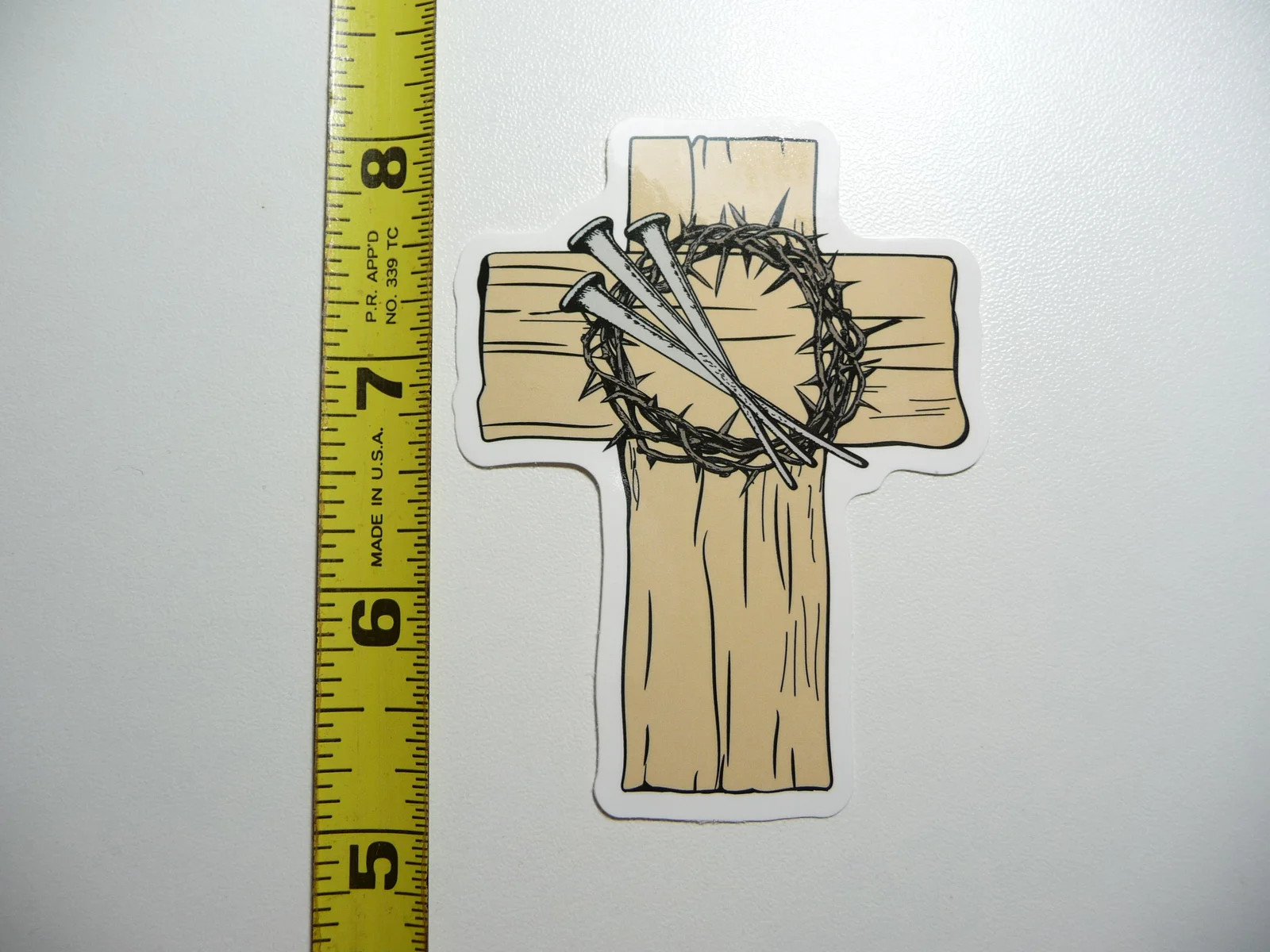 CROSS NAILS THORN CROWN SMALL STICKER DECAL CHRISTIAN CHURCH FAITH RELIGION