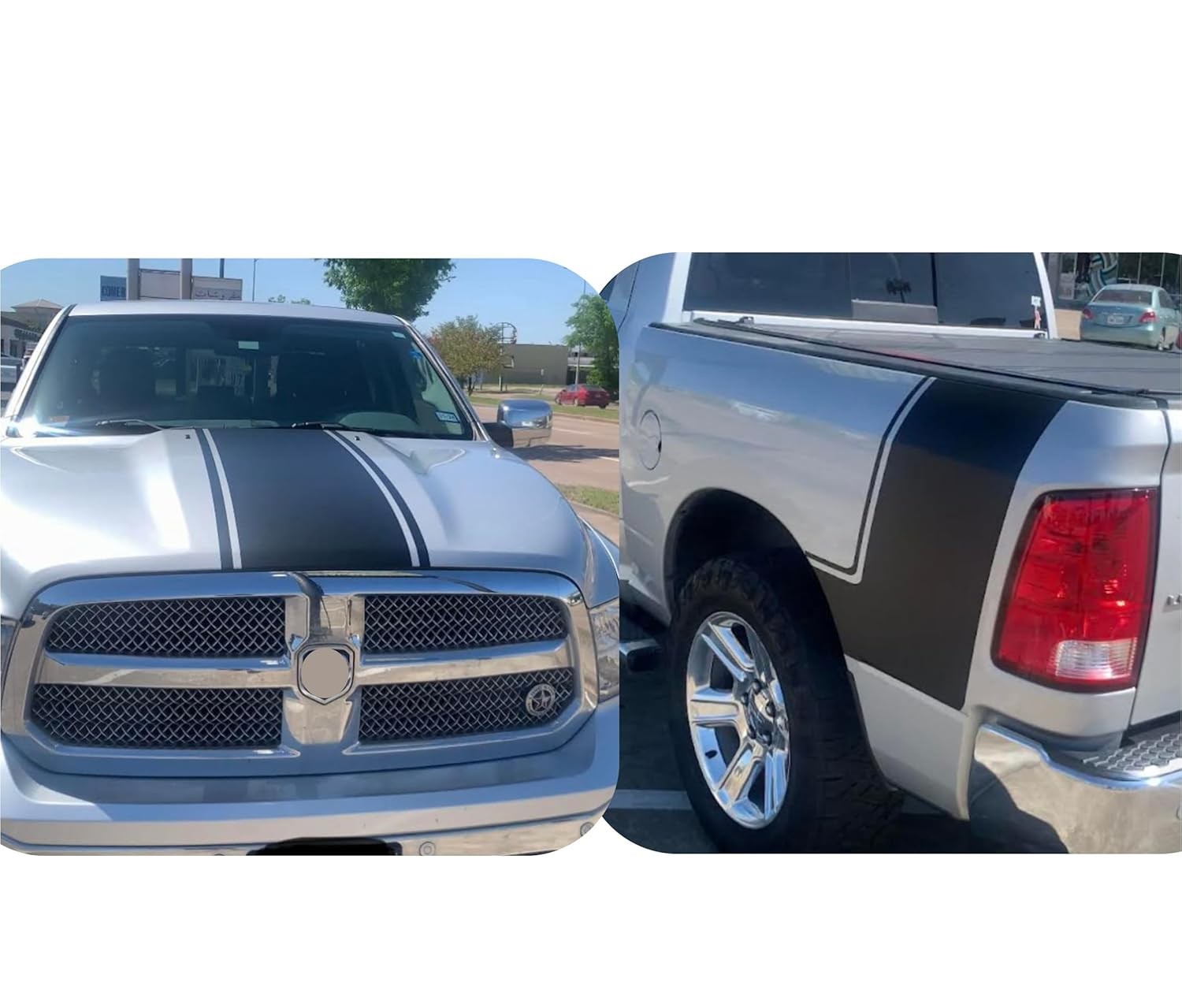 Fits Ram 1500 Rear Side Bed Decals & Hood Stripe Stripes 5.7 Vinyl Graphics Rall