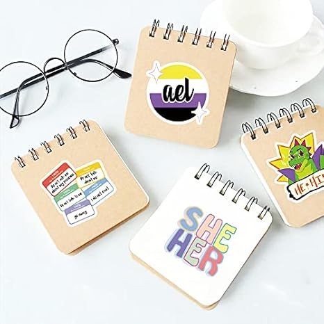 61pcs Aesthetic Cartoon Pronoun Stickers – Cute Vinyl Decals for All Surfaces