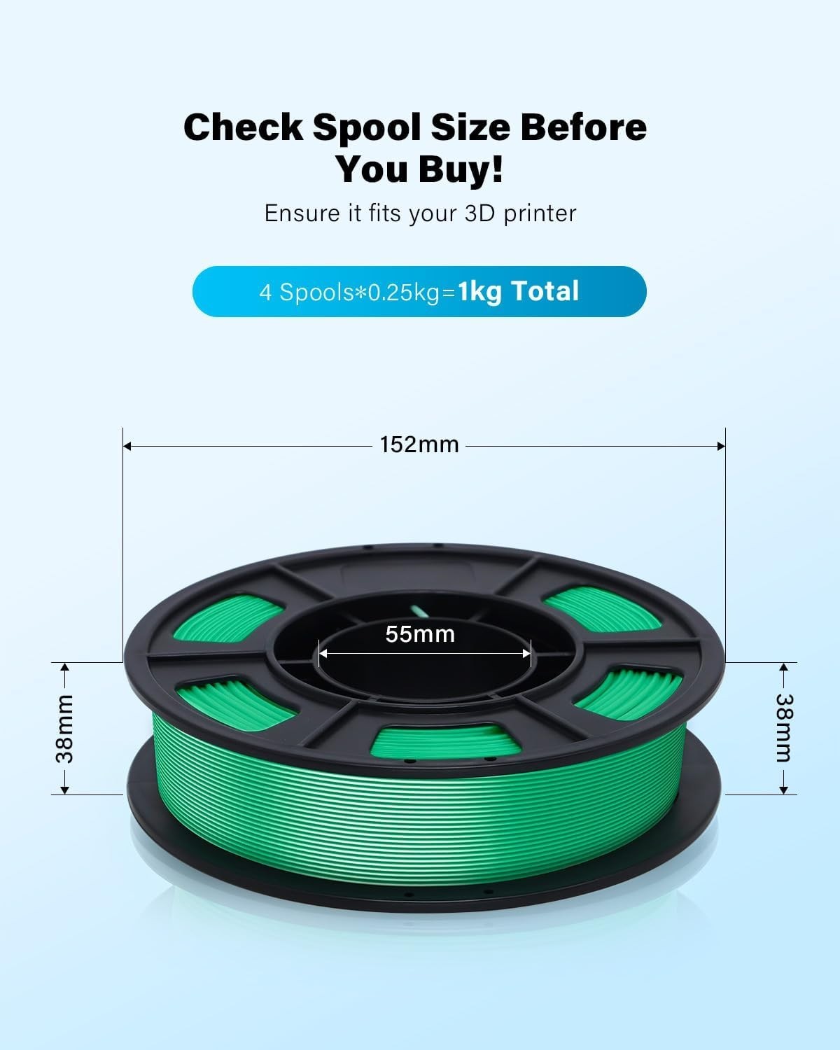 3D Printer Filament Bundle – Glow in the Dark Multicolor PLA 1.75mm, 250g x 4 Pa