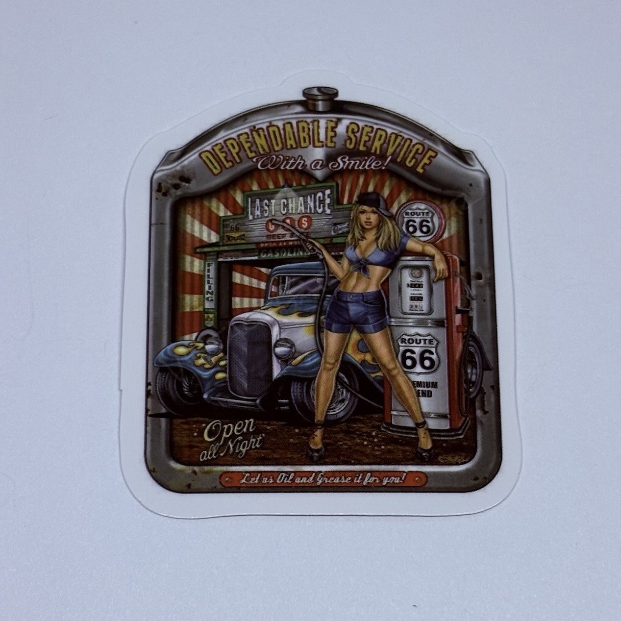 Hot Rod Racing Sticker “Dependable Service” Route 66 Vinyl Decal Journal Art Tc9