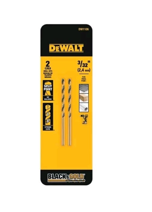 DeWalt Black & Gold 3/32 in. X 2-1/4 in. L High Speed Steel Split Point