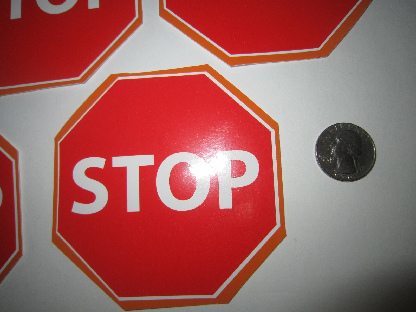 Lot Of 10 Stop Sign Stickers, High Quality Vinyl Decals 3-3/4" Octagon Shape