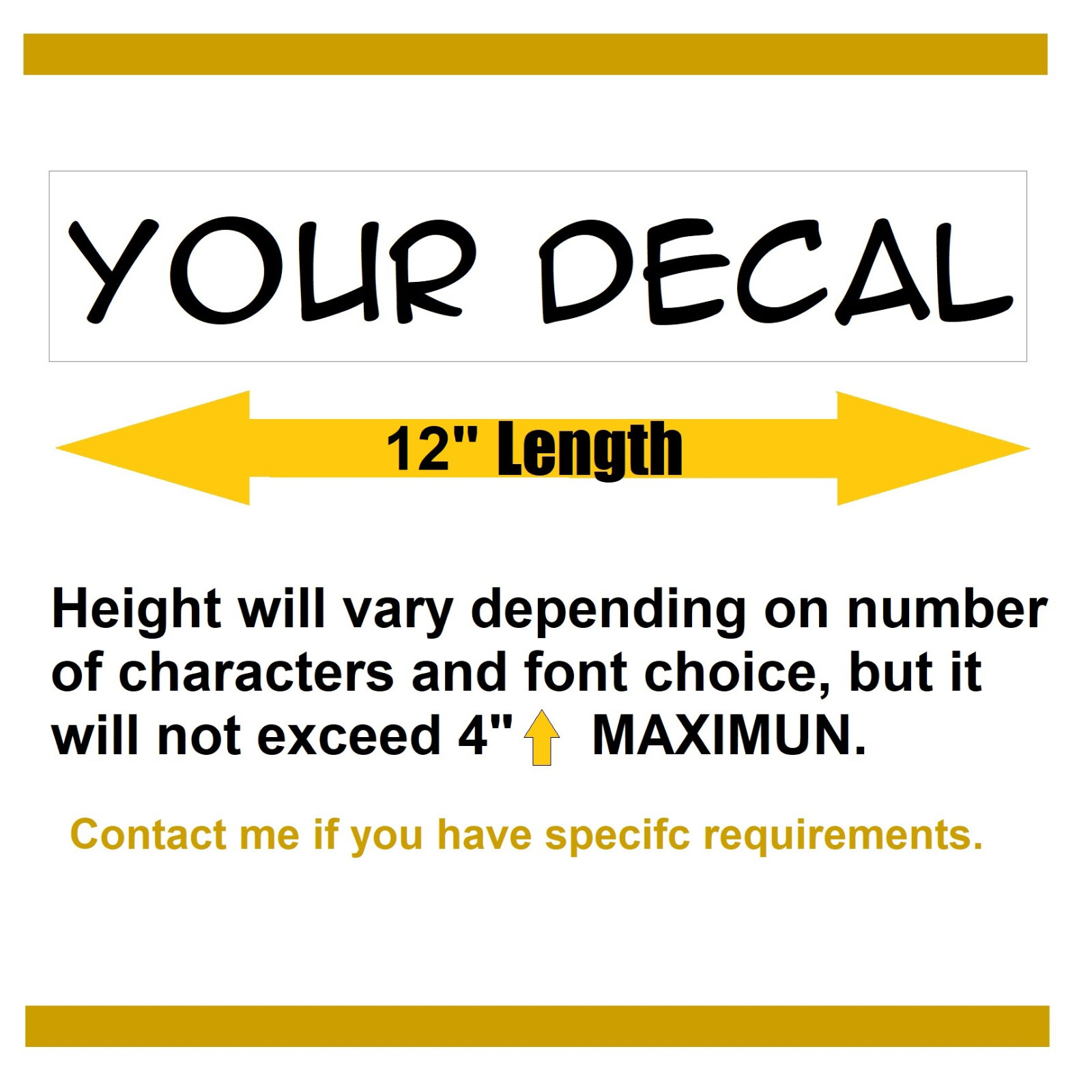 12" Custom Personalized Vinyl Lettering Name Decal Sticker Car Window Tumbler (L