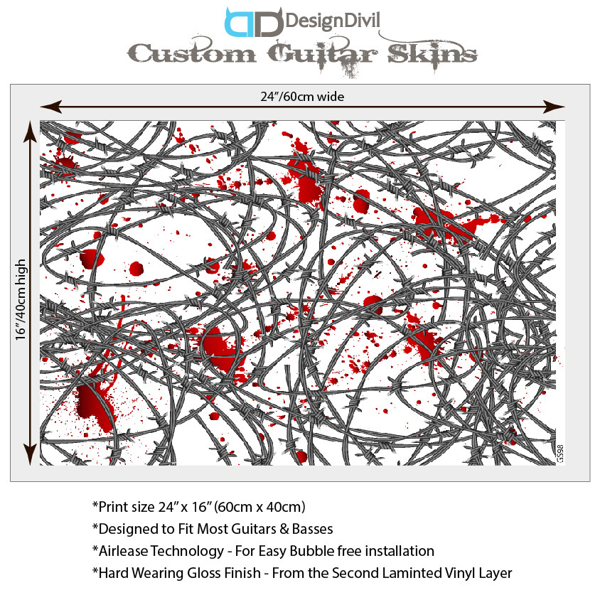Guitar,Bass,Acoustic Skin Wrap Laminated Vinyl Decal Sticker The Blood Wire GS98