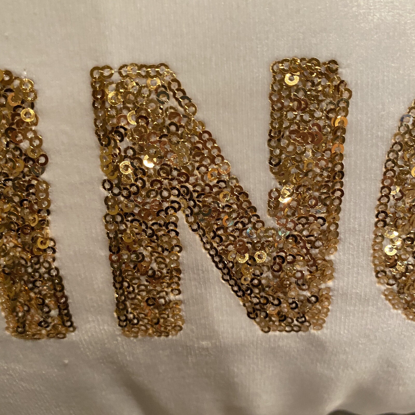 Girls Princess Pillow Thro By Marlo Lorenz White Velvet Gold Sequins Letters New