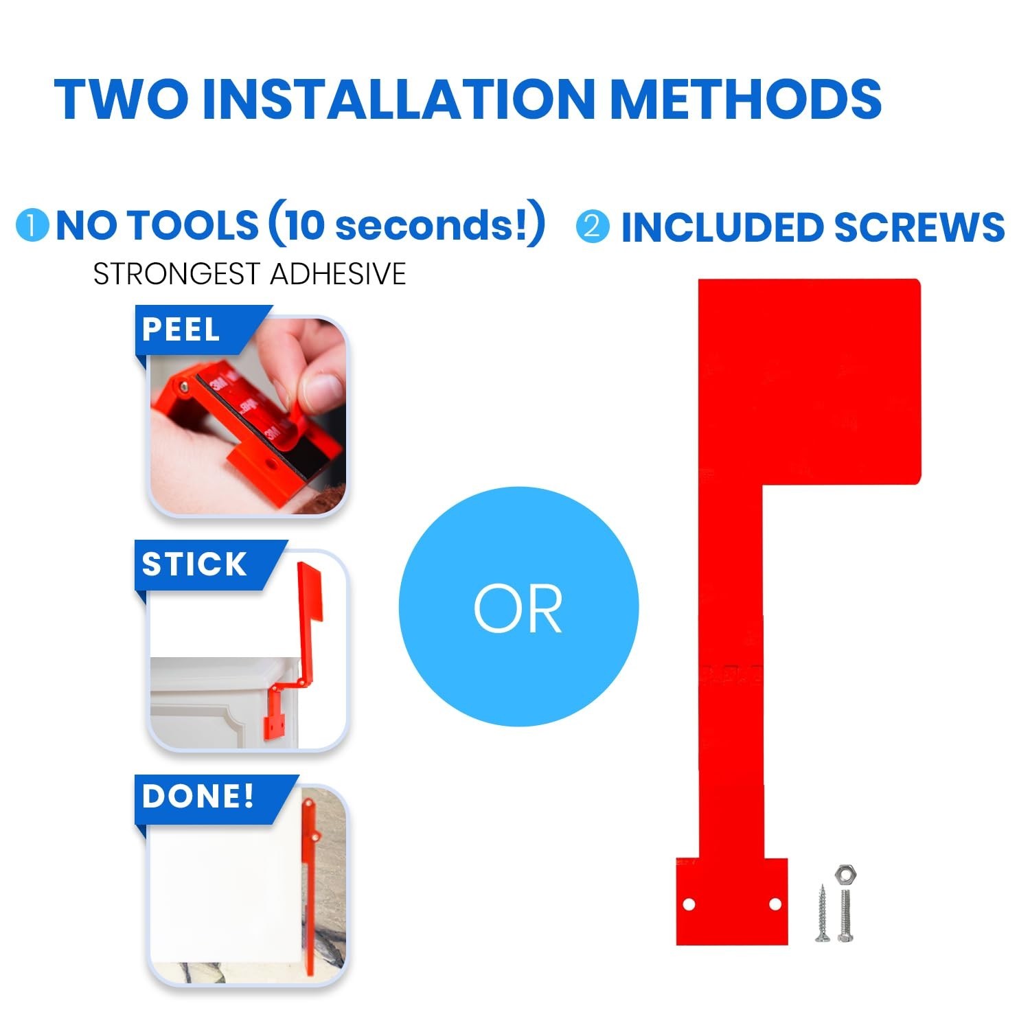 Wall Mount Mailbox Flag (Adhesive or Screw Installation) – Folding 180