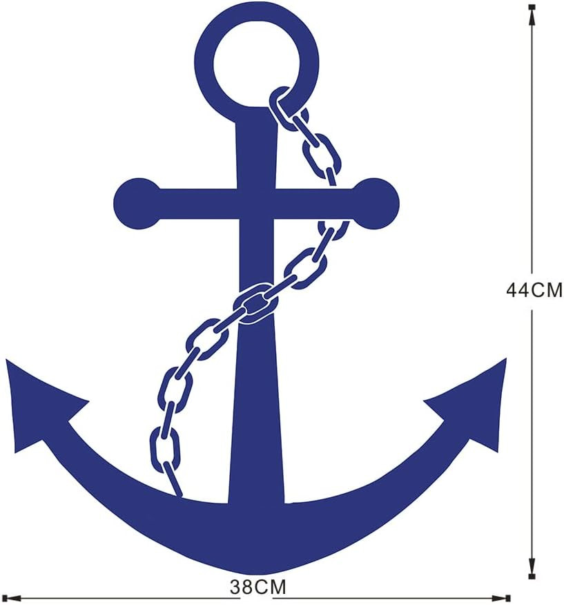 Large Anchor Wall Decals, Peel and Stick – Navy Blue Anchor Vinyl Decals, Nautic