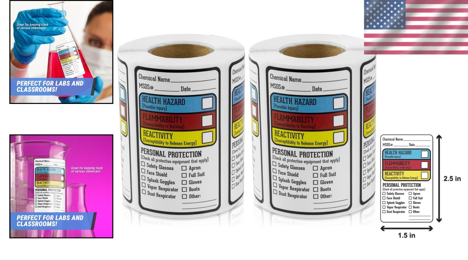 Chemical Identifying Stickers 300ct x 2
