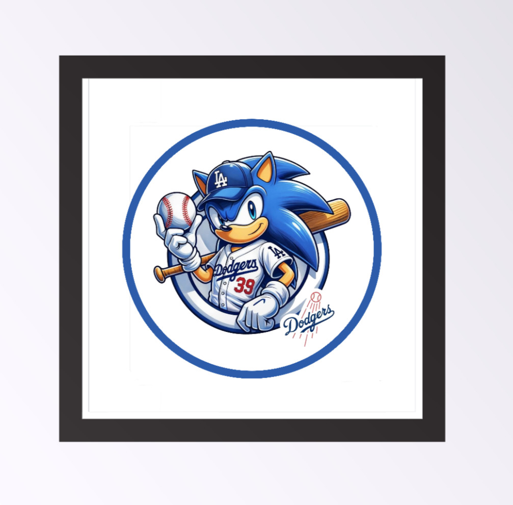 Los Angeles Dodgers (Sonic) 4" Vinyl Decal Handmade Auto Cooler Laptop Tool Box