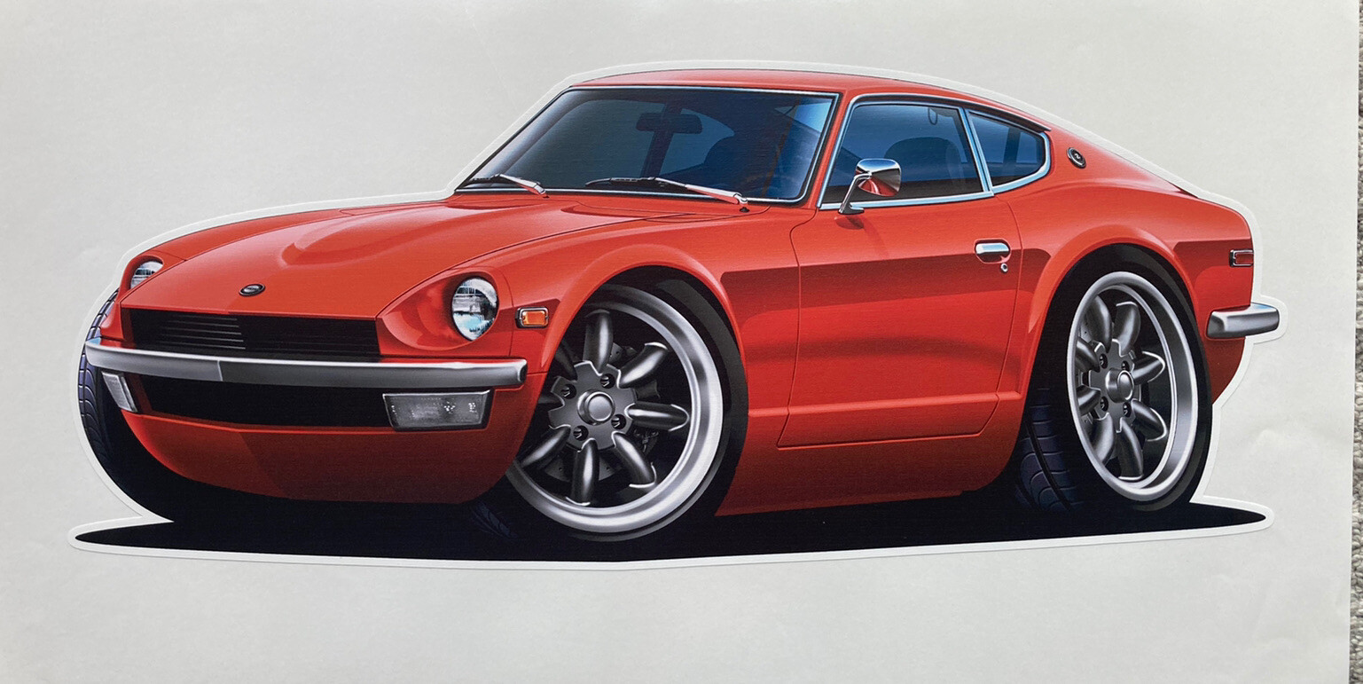 Datsun 240Z Red Street Machine 24” Wide Graphic Wall Decal. Peel And Stick.