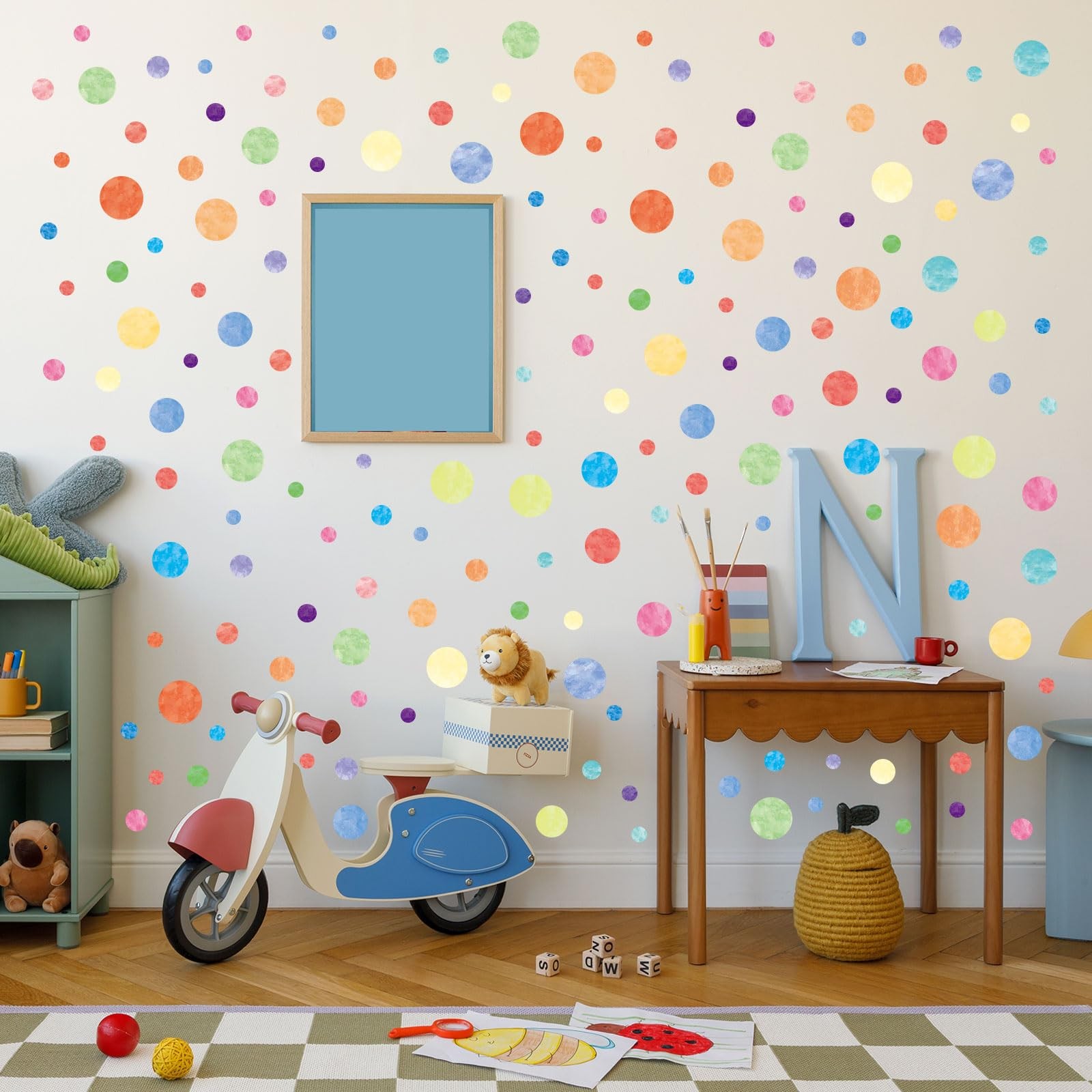 4 Sheets Colorful Polka Dot Wall Stickers – Round Wall Decals Peel and Stick …