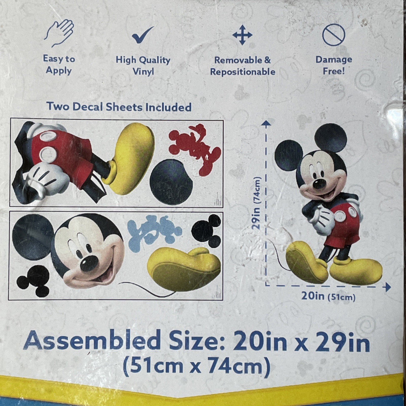 Disney Jr Mickey Mouse Wall Decal 20in X 29in w/Augmented Reality DecalcomaniaAR