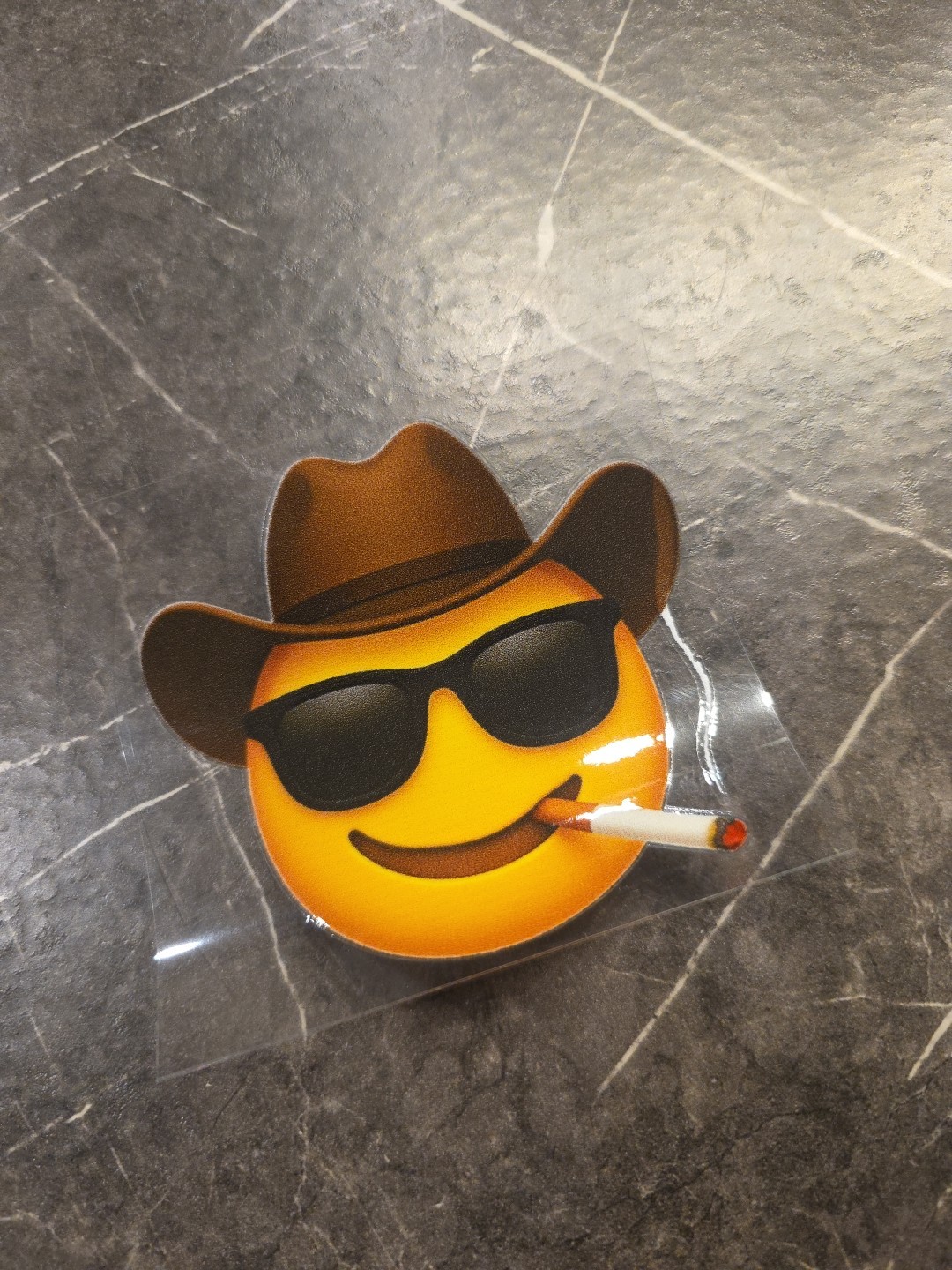 Cowboys Smiley Face Emoji Smoking UVDTF Raised Decal Sticker Waterproof Color