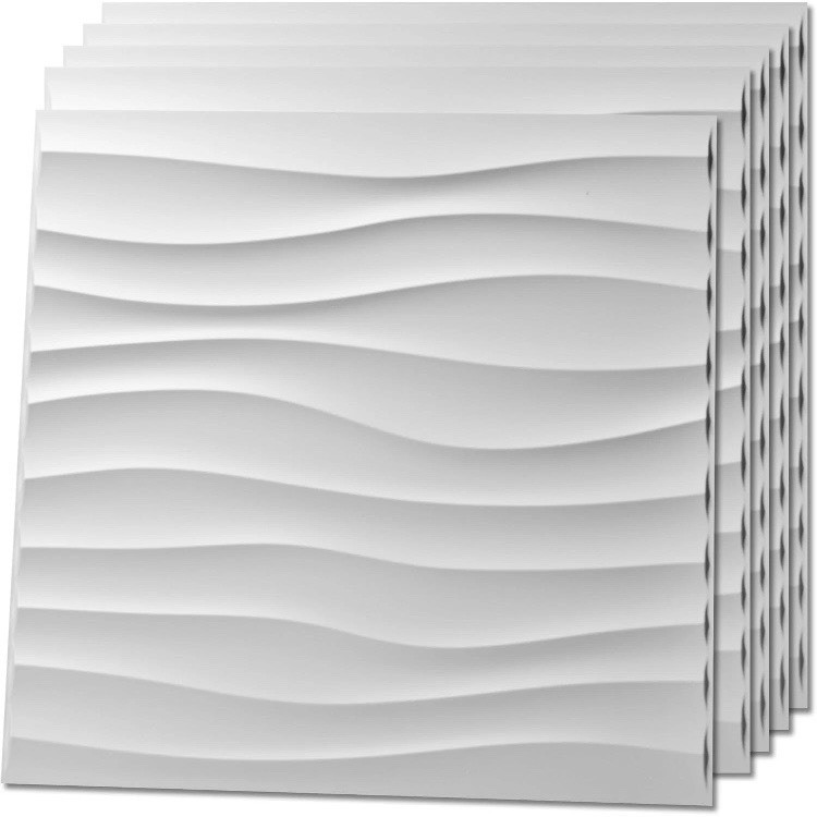30 PIECES 3D Wall Panel Tile PVC Wave Wall Design White 11.7" x 11.7" Paintable