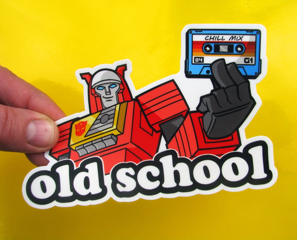 "Old School" Vinyl Sticker 80s Blaster Transformers AutoBot Skateboard Decal