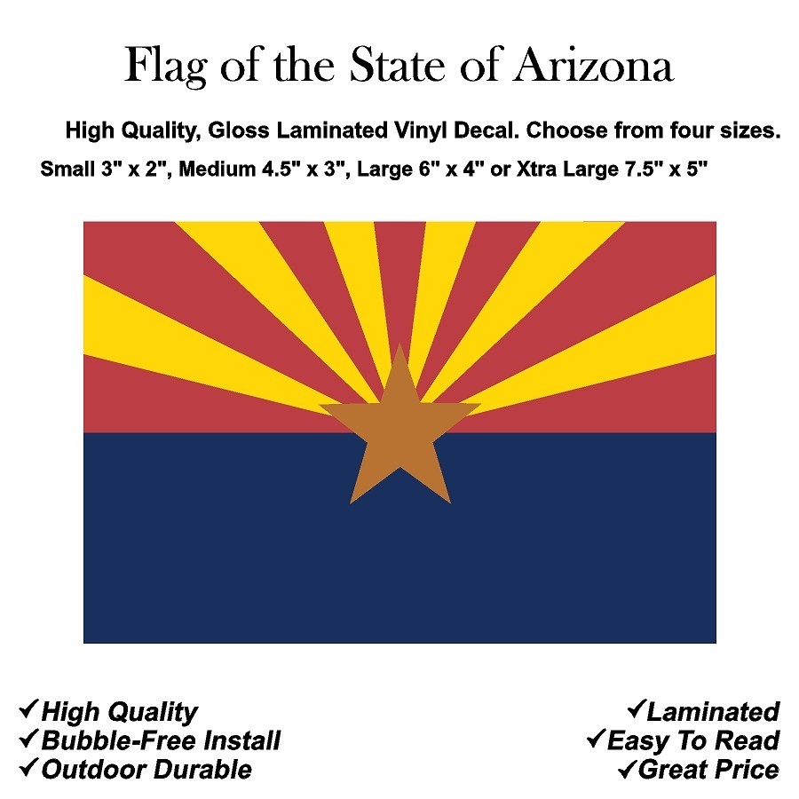 Flag of the State of Arizona Gloss Laminated Decal Sticker Choose Size