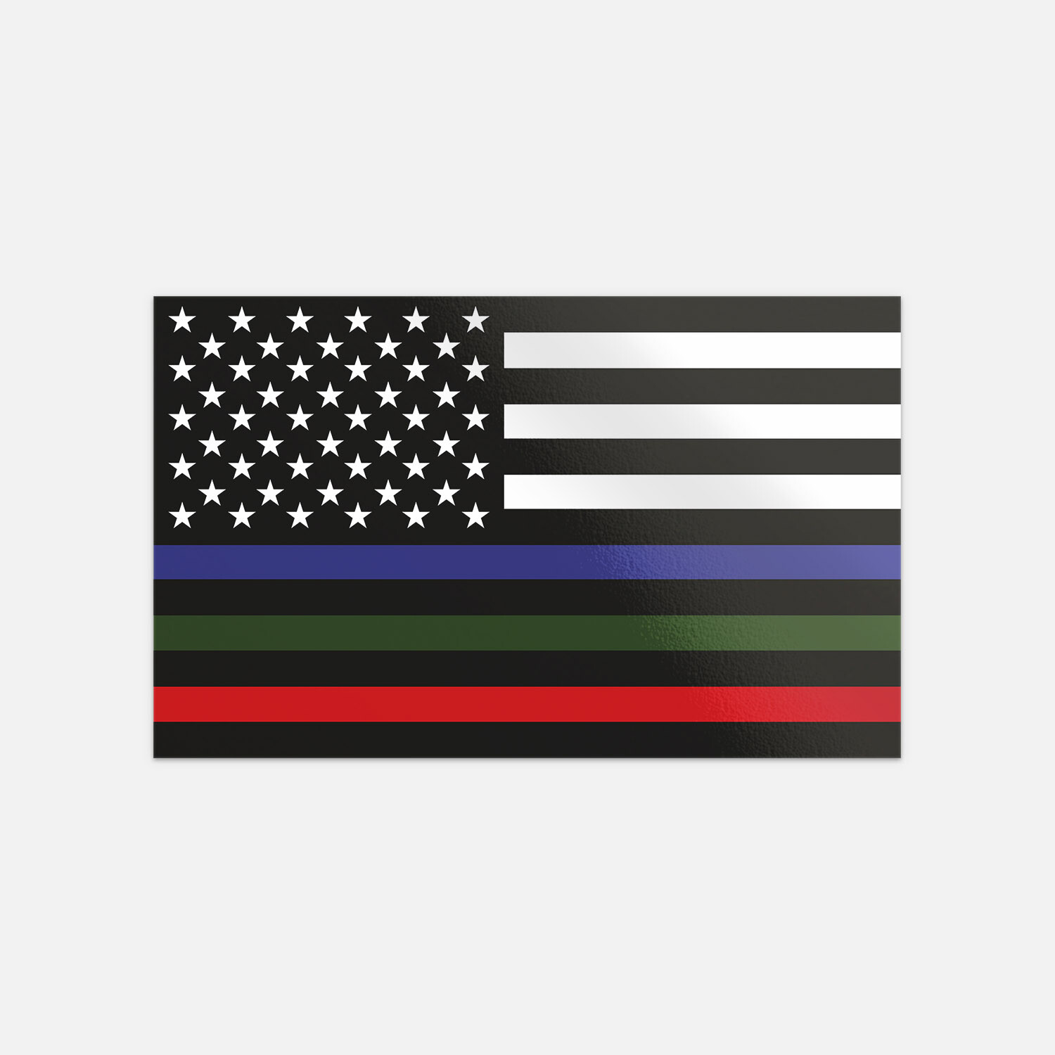 Thin Line Blue Green And Red Stripe American Flag Vinyl Sticker Decal