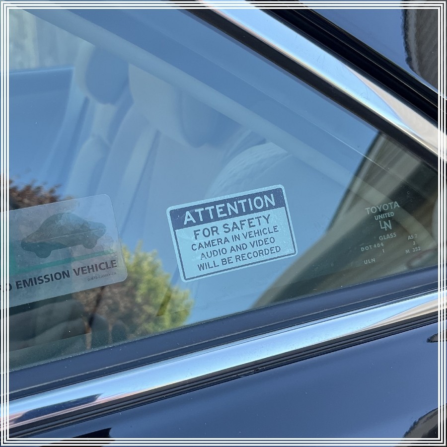 Camera in Car Recording Video 6-Pack INSIDE MOUNT Decals Black White 2.5" x 1.5"