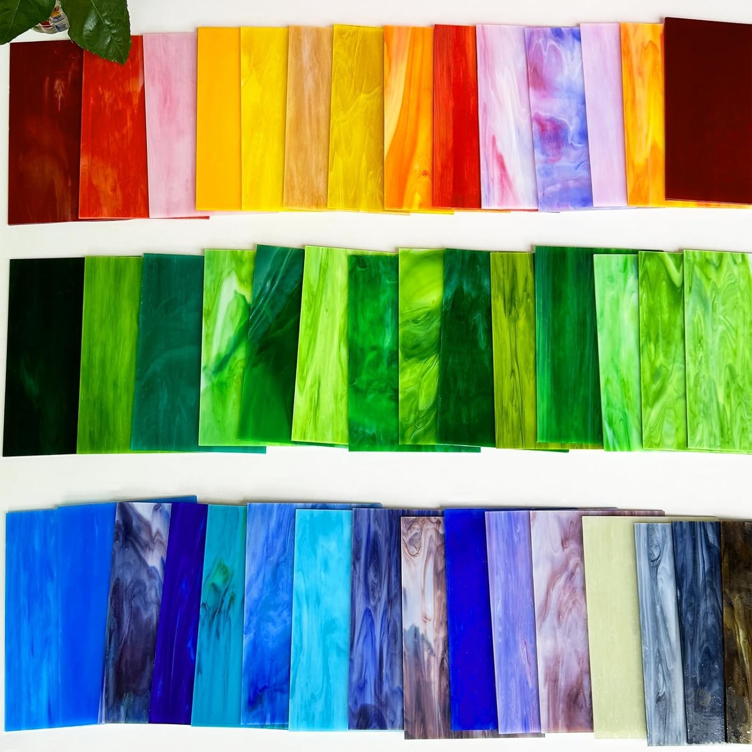 36 Sheets Vibrant Stained Glass Sheets Variety Pack, 6 X 4 Inch Stained Glass Su