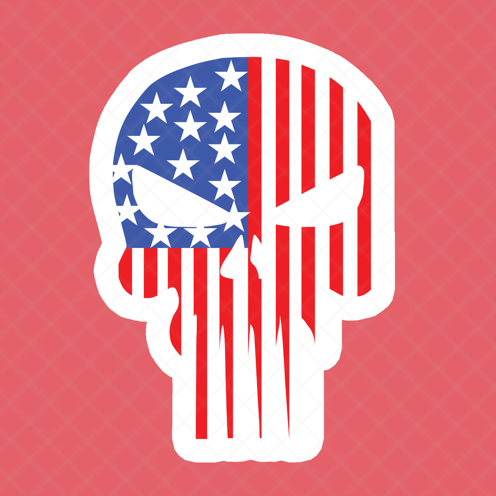 Patriotic Skull Sticker – American Flag Punisher Decal – Vinyl For Car & Laptop
