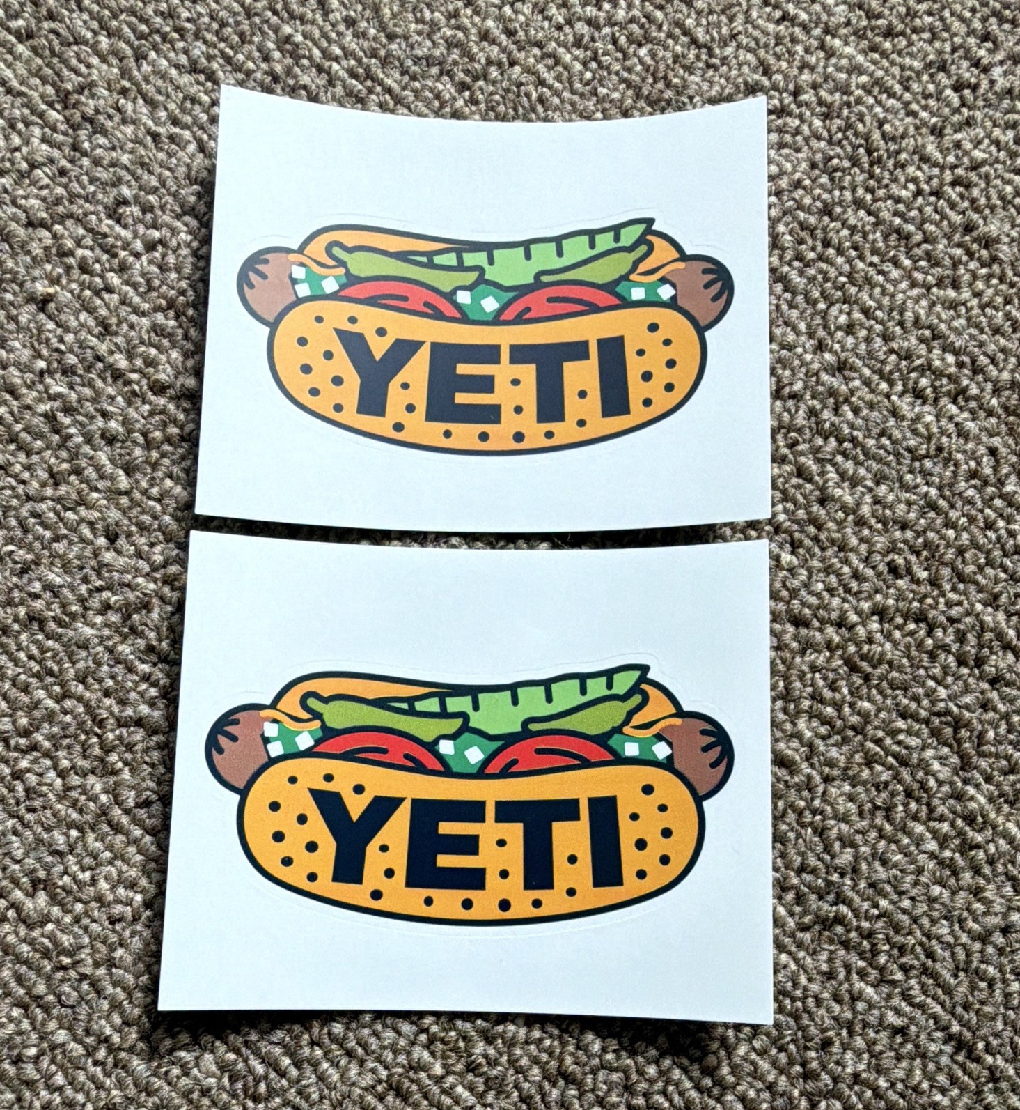 YETI Chicago discontinued hot dog logo sticker multicolor 2 pack