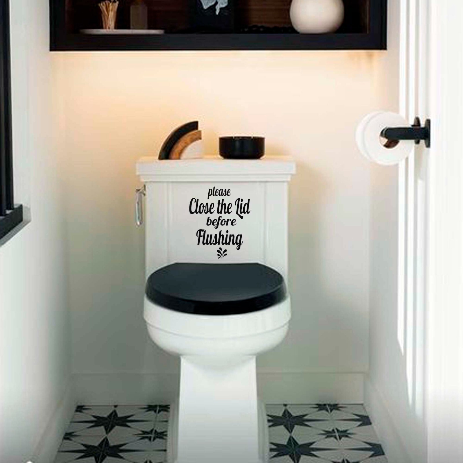 Close the Lid decal before flushing Bathroom toilet seat prevent toothbrush germ
