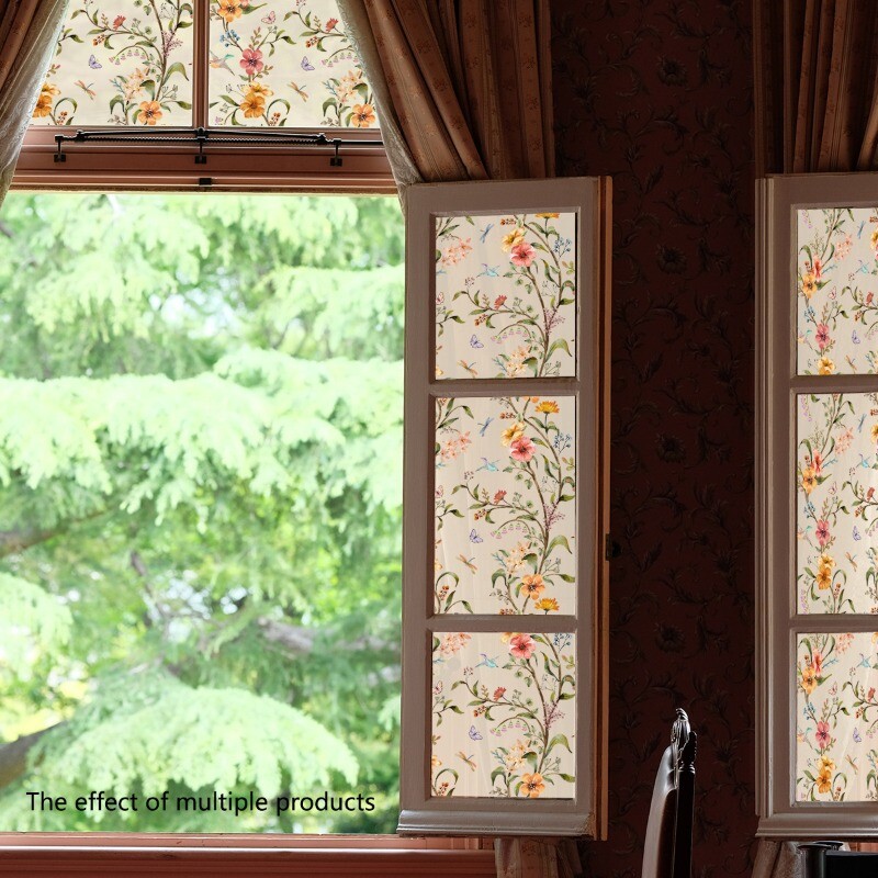 Floral Shading Window Stickers Decals Clings Home Decor PVC Self-adhesive Modern