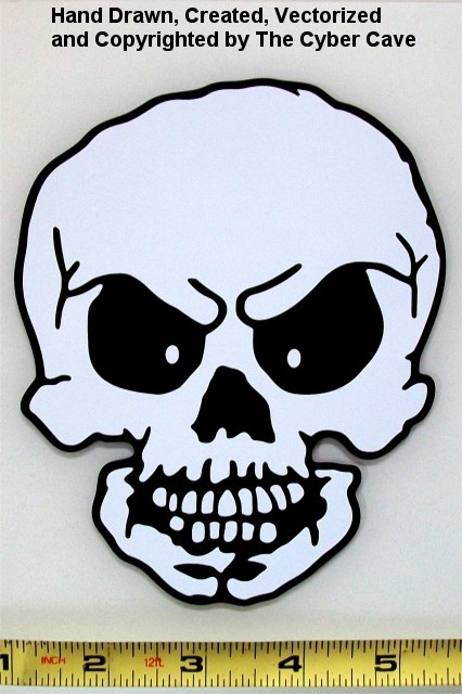 Skull! HQ 2 Color High Gloss 4.5" x 5.53" Vinyl Decal!