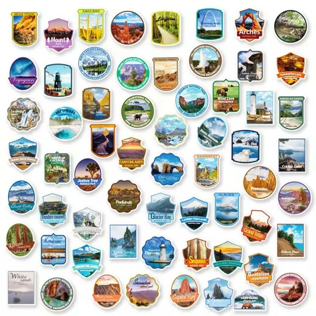 National Park Sticker Pack Set 62 Pcs Adventure Nature Outdoors Hiking Camping
