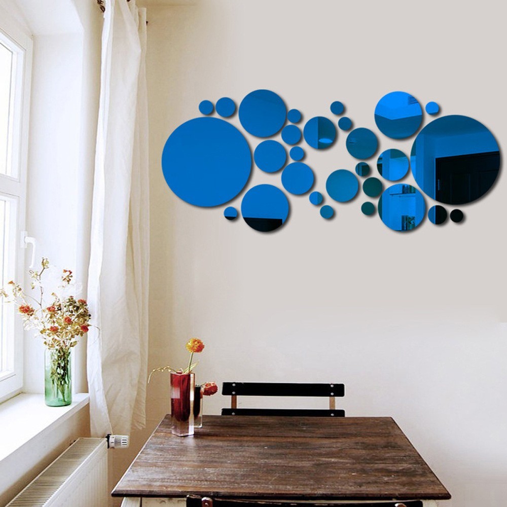 3D Acrylic Mirror Circle Wall Stickers Big & Small Round Home Decoration