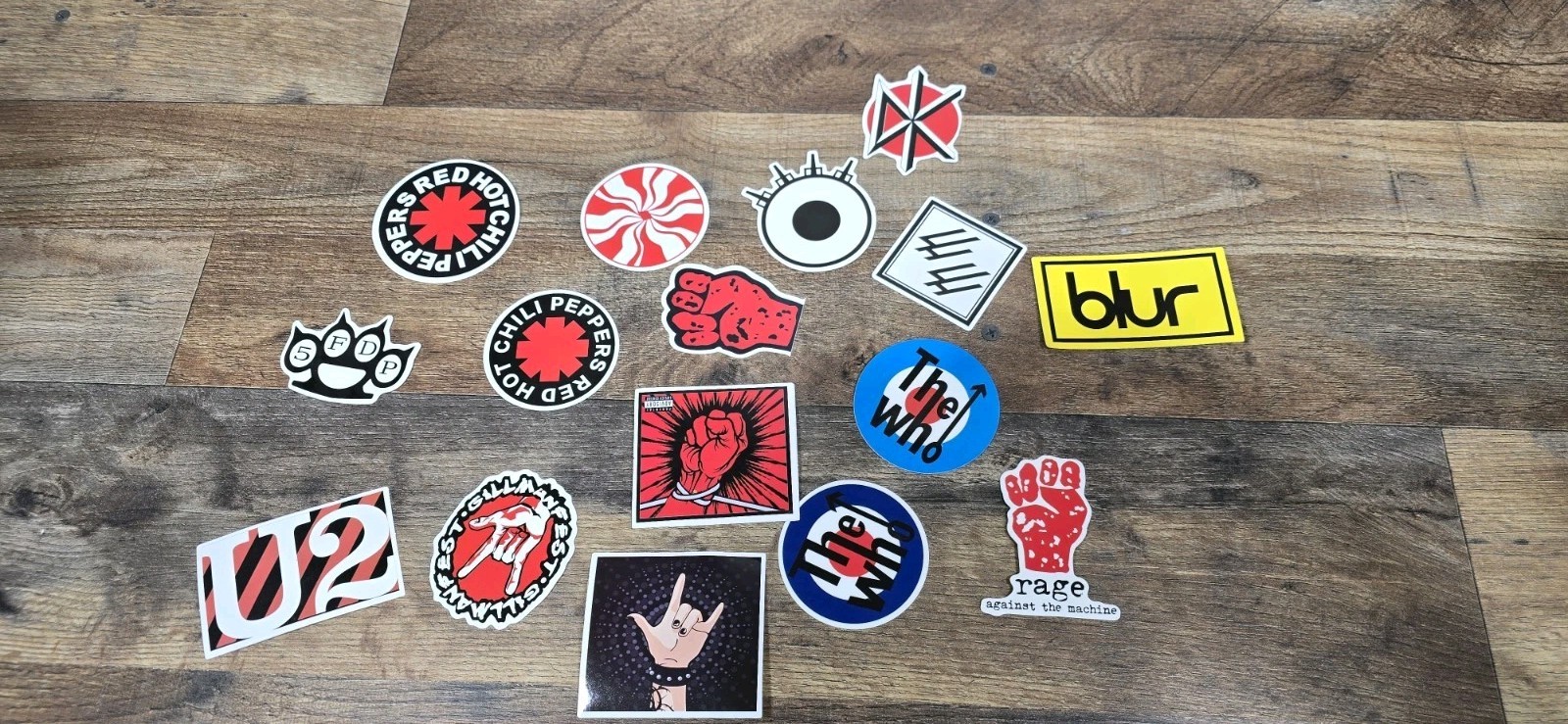 16 Vinyl Band Sticker Lot Rock/Metal/Pop/Classic Rock U2 The Who 5FDP