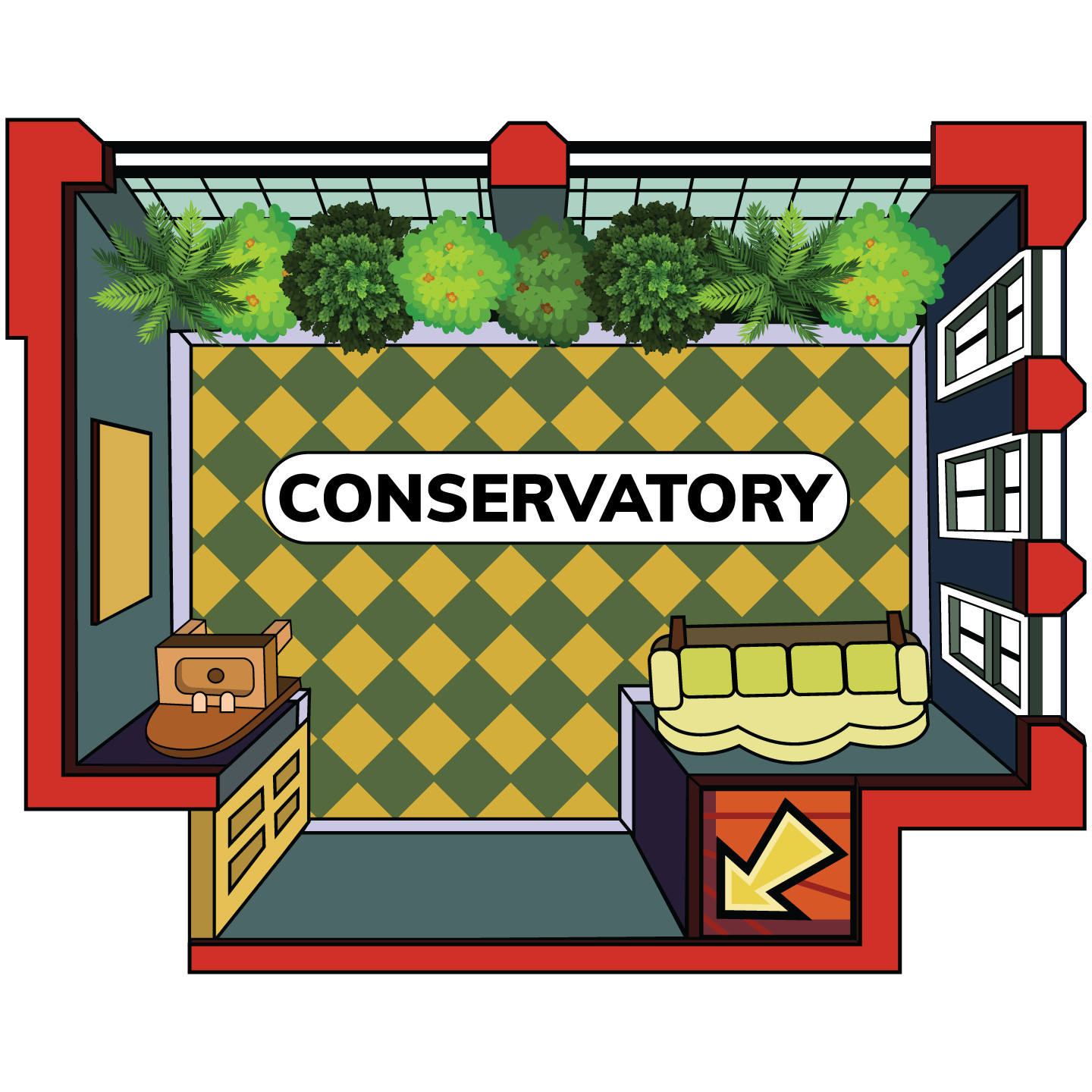 Conservatory Clue Classic Board Game Glasshouse Pavillon Vinyl Home Wall Decal
