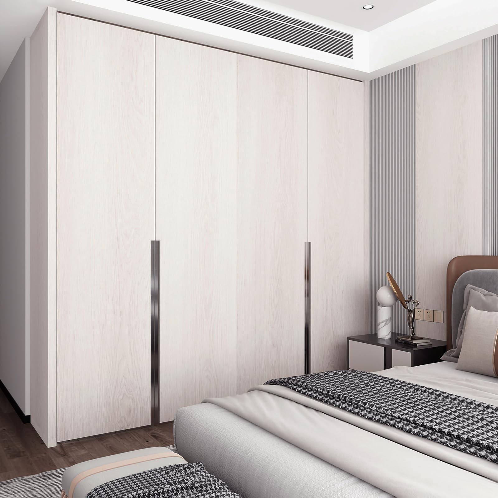 24x197inch Wide Beige White Oak Wood Wallpaper Peel and Stick Light Wood Grai…