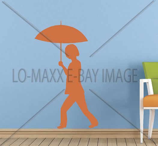 Umbrella Girl Art Cute Silhouettes Wall Window Home Decor Die Cut Vinyl Decal