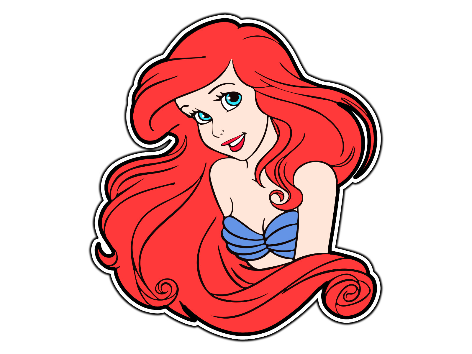 Ariel Portrait Animated Cartoon Sticker Waterproof Vinyl Decal DieCut Car Laptop
