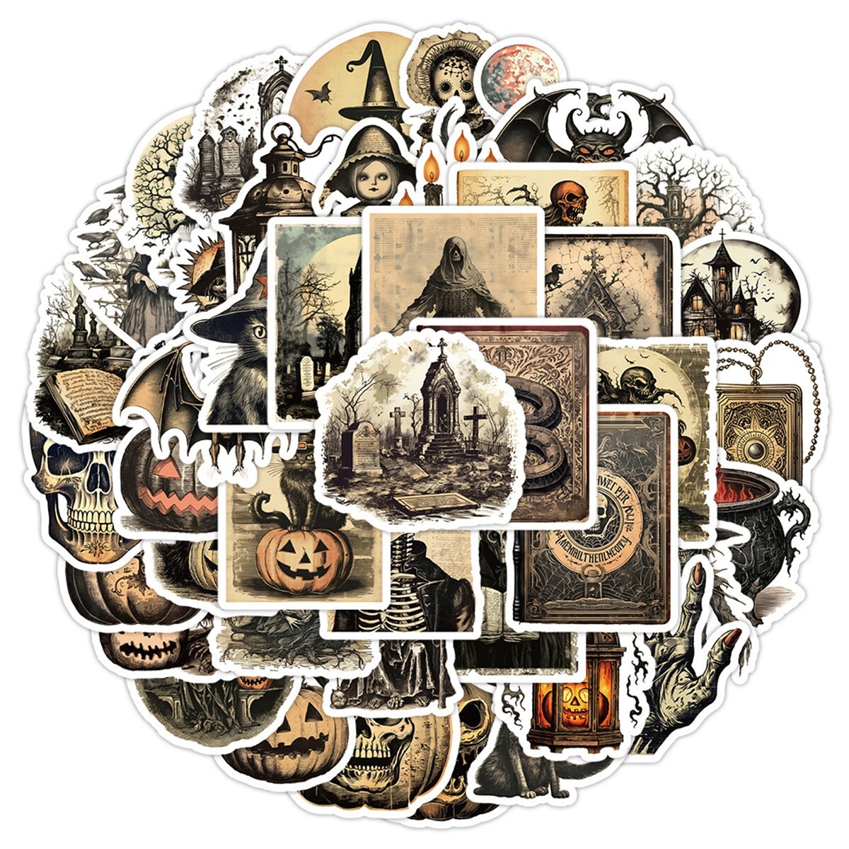 50 Pcs Stickers Vintage Halloween Laptop Luggage Skateboard Car Graffiti Vinyl