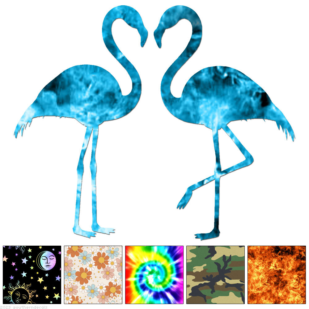 Flamingo Love – Vinyl Decal Sticker – Multiple Patterns & Sizes – ebn6123