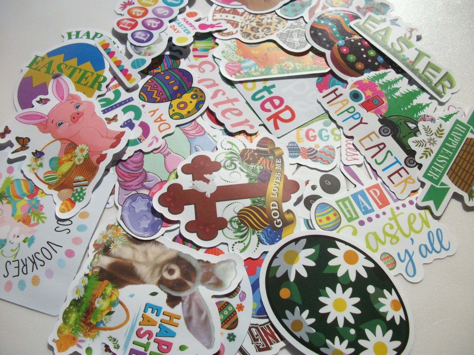 New Mixed Easter Bunny Animals Dog Pig Jesus Cross Chick Eggs Stickers Lot