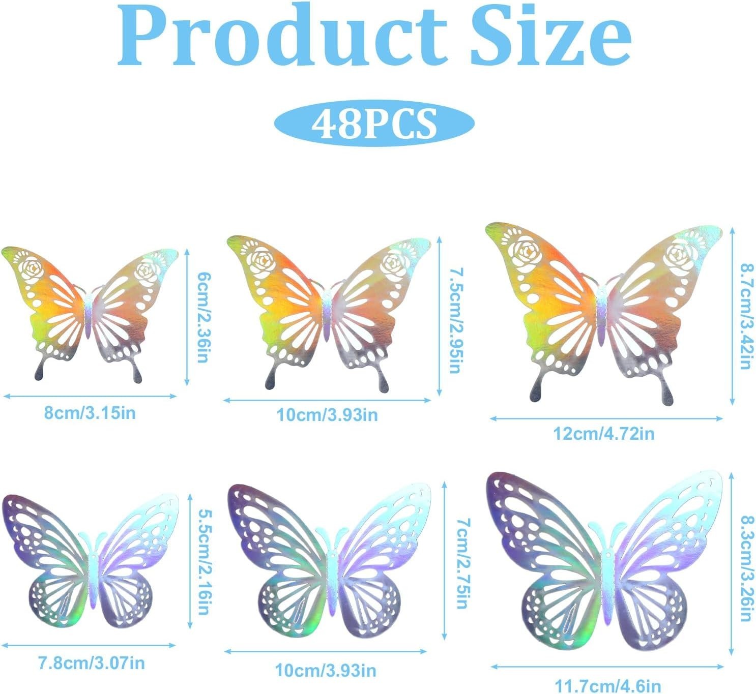 Laser Butterfly Wall Decor 48Pcs 3D Silver Butterfly Wall Stickers for Party …