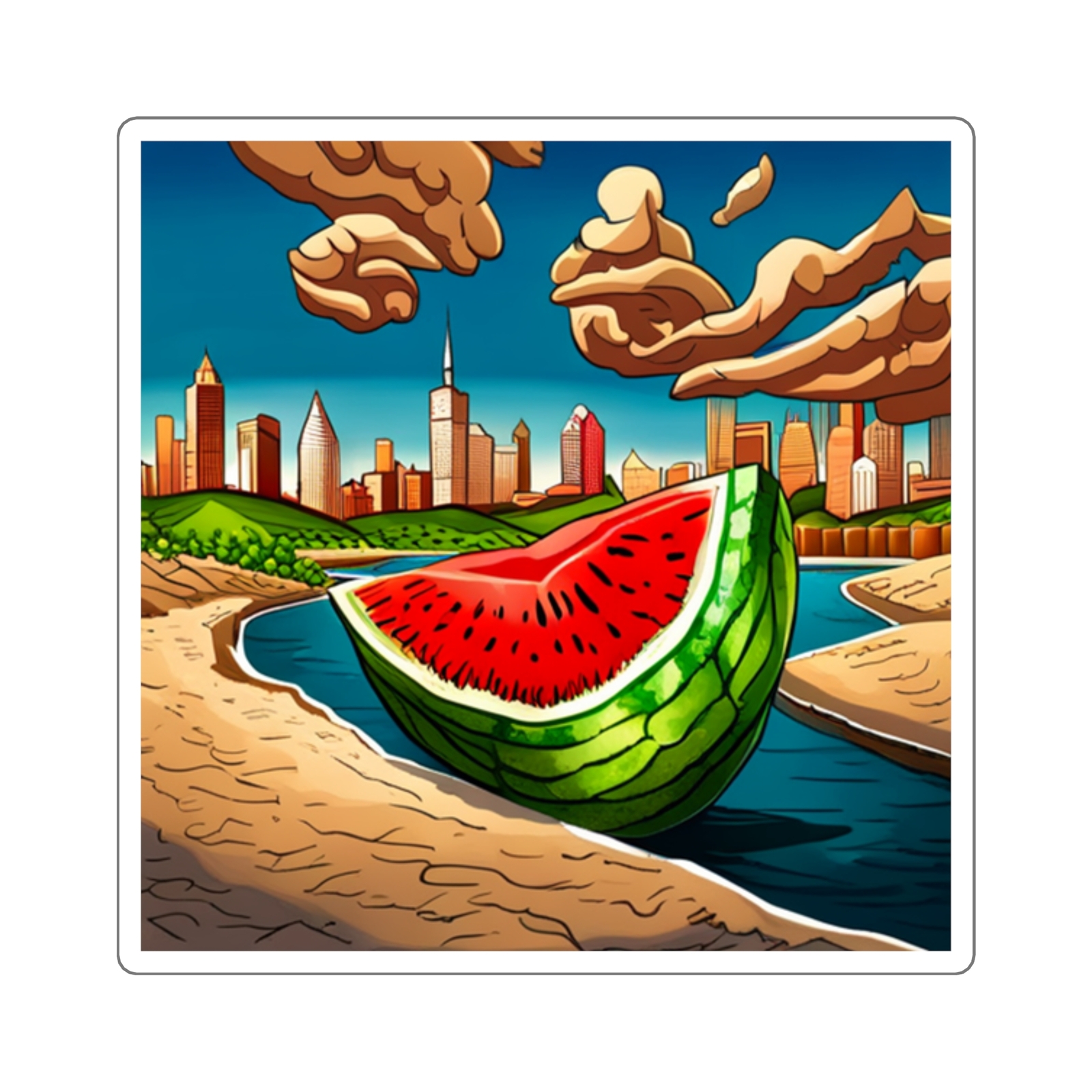 Looks like a Watermelon indoors only glossy Square Stickers