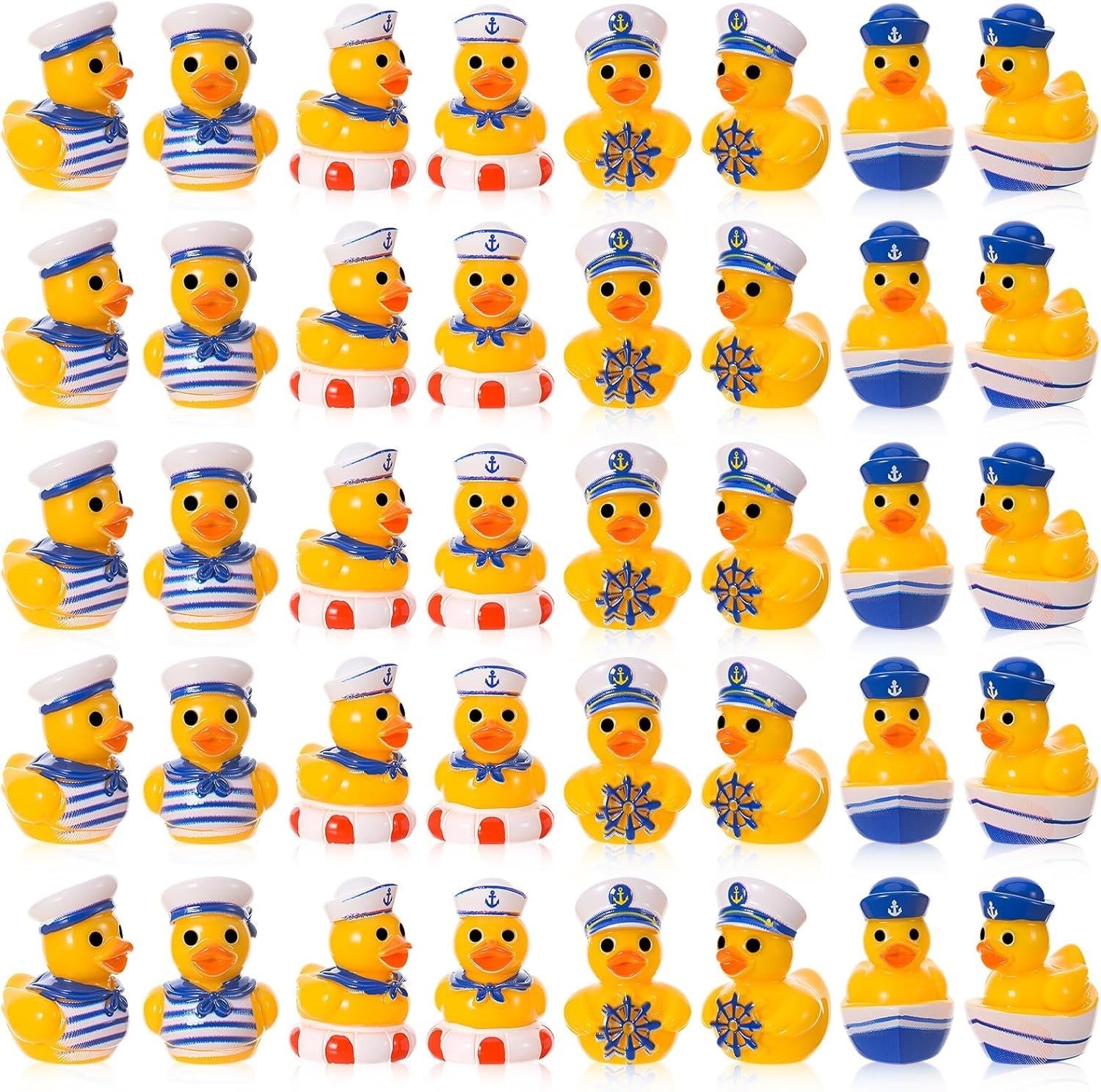 60Pcs Mini Resin Sailor Cruise Ducks, Tiny Cruise Duck for Hiding, Miniature Sai